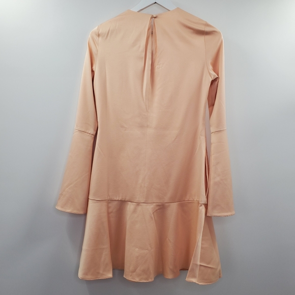 Revolve Elliatt Serene Dress Chalk Pink Bell Sleeves Satin Boho Wedding Cocktail - Picture 5 of 8